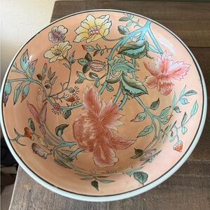 Decorative Porcelain Floral Bowl with Multicolor Design